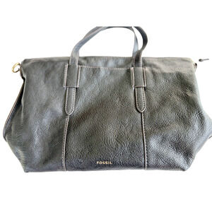 Fossil Skylar Black Leather Satchel Crossbody HandBag Purse